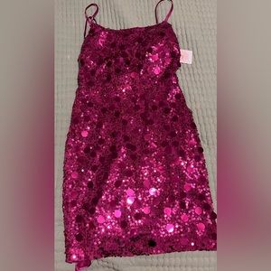 Crystal Sky fuschia mini sequin dress S